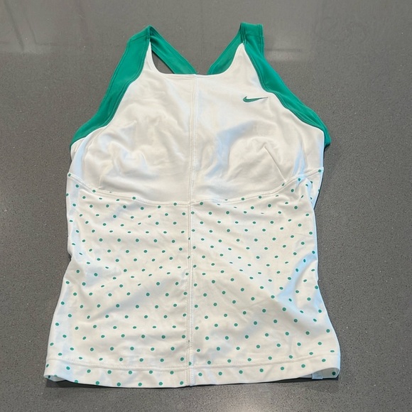 Nike White and Green Polka Dot Tank Top - Picture 1 of 6